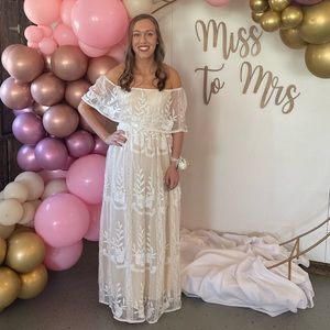 Baltic Born White Lace Maxi Dress, Medium